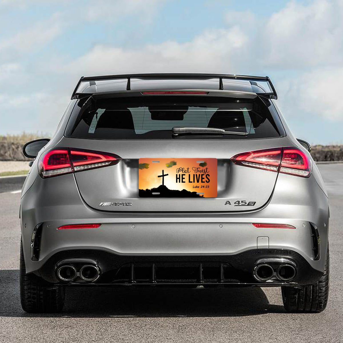 Plot Twist He Lives Faith Based Aluminum Vanity License Plate Auto Accessory