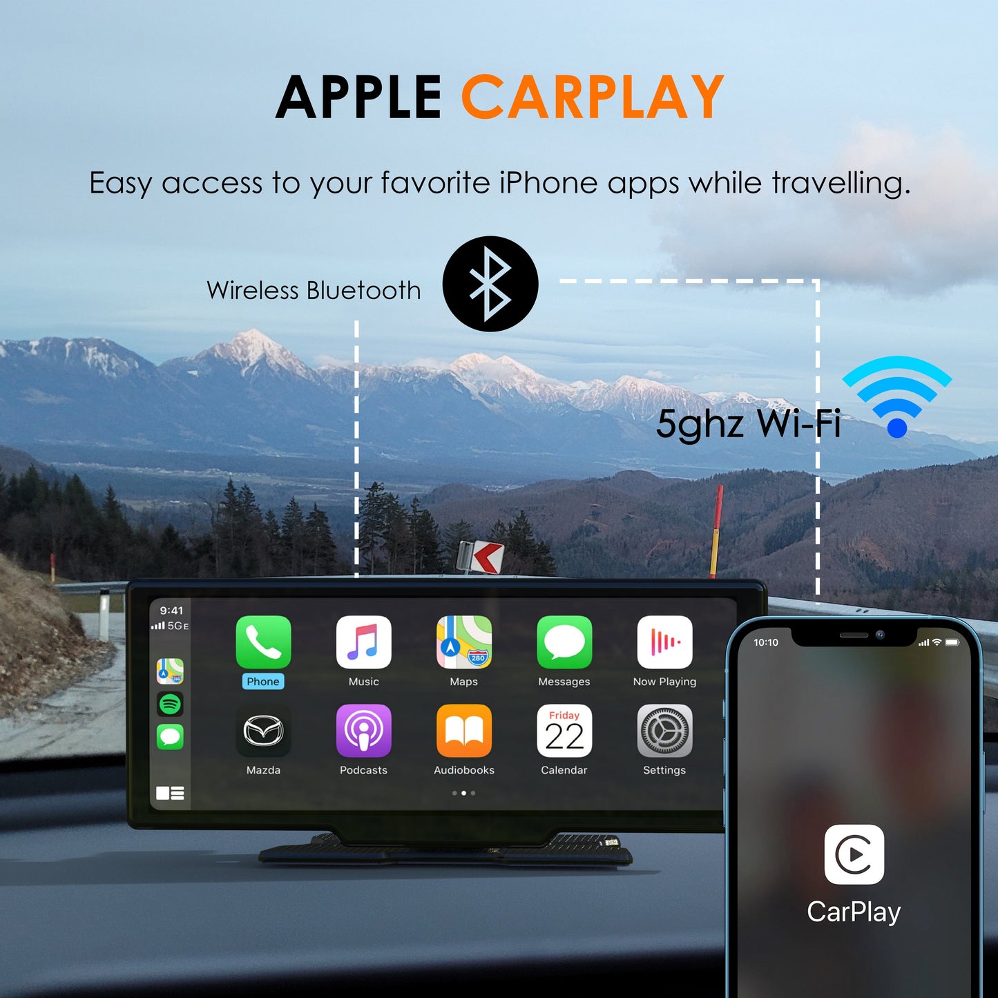 REXING CPDuo Pro – Receptor inalámbrico Apple CarPlay / Android Auto con pantalla táctil LCD de 10.26 pulgadas