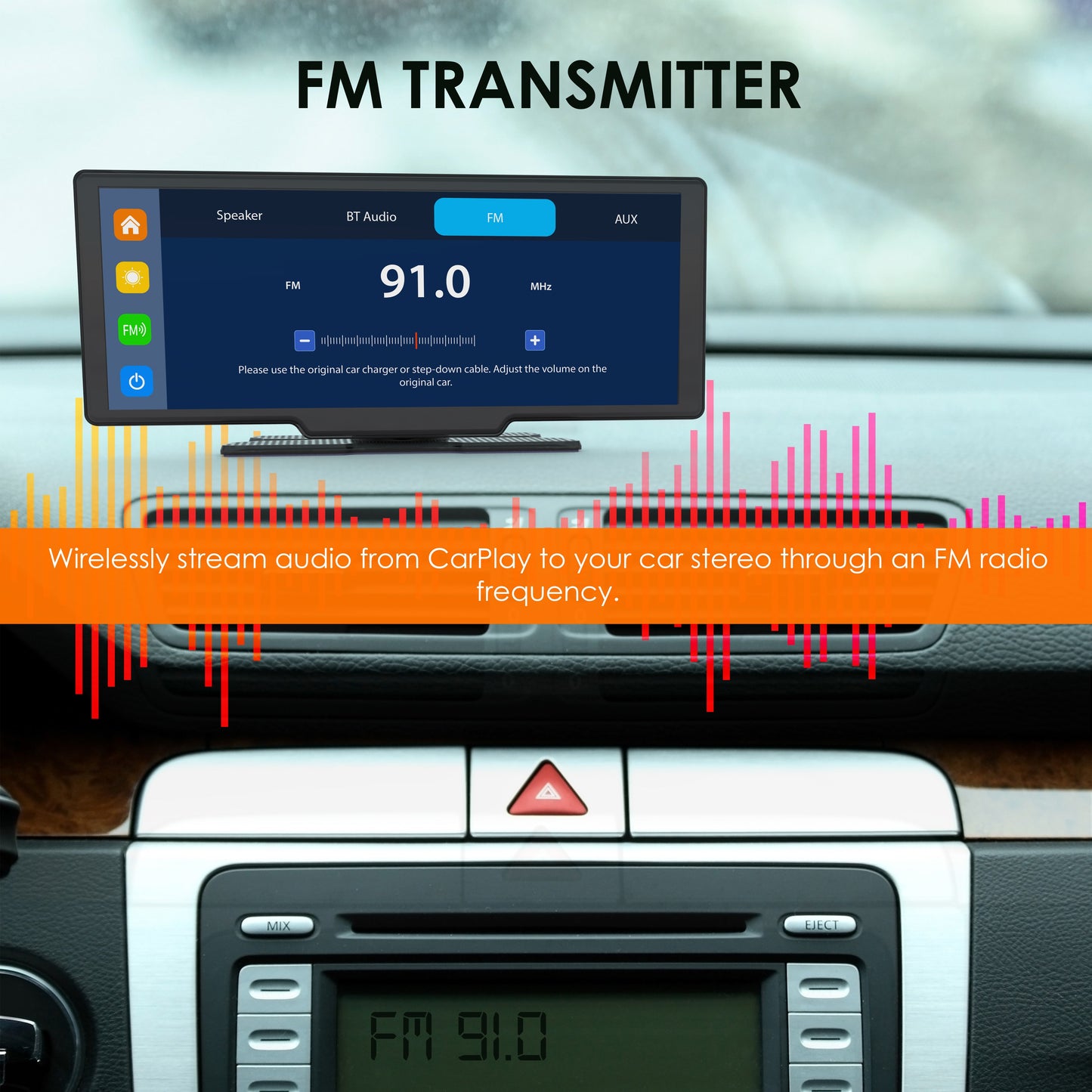 REXING CPDuo Pro – Receptor inalámbrico Apple CarPlay / Android Auto con pantalla táctil LCD de 10.26 pulgadas