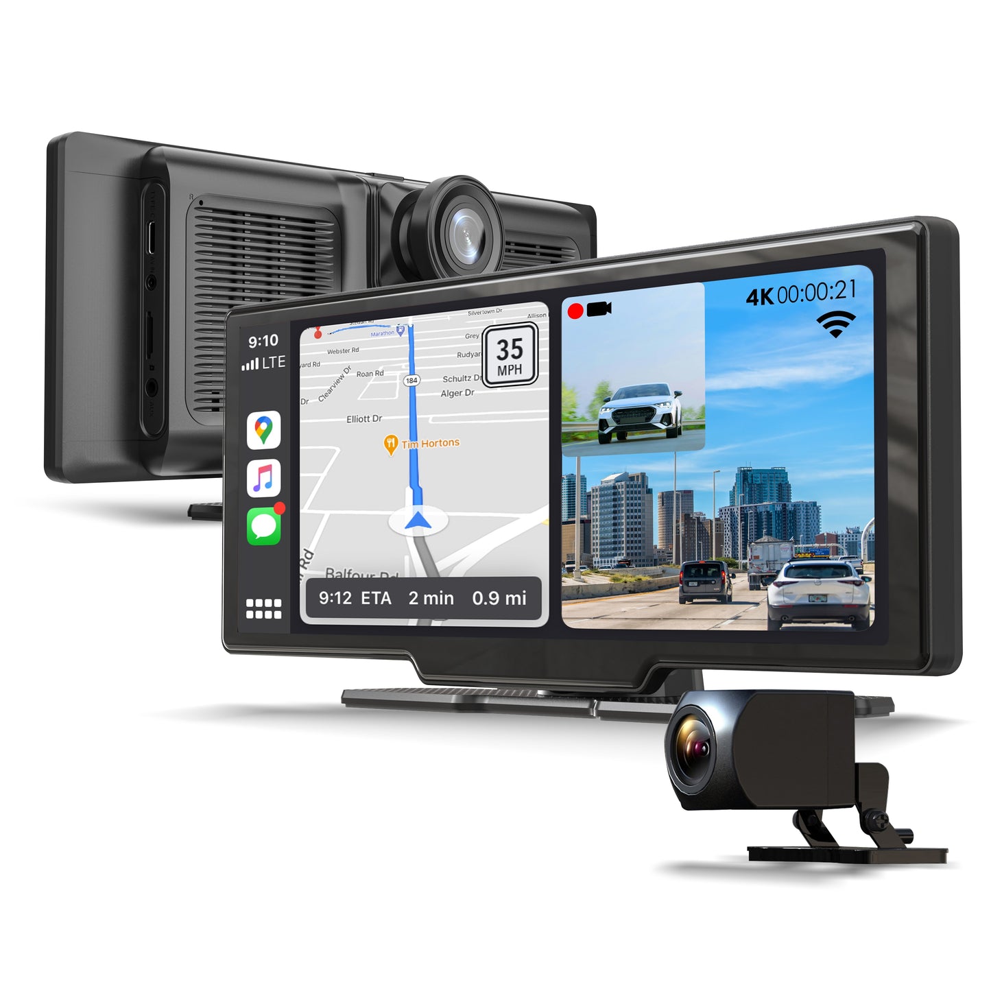 REXING CPDuo Pro – Receptor inalámbrico Apple CarPlay / Android Auto con pantalla táctil LCD de 10.26 pulgadas