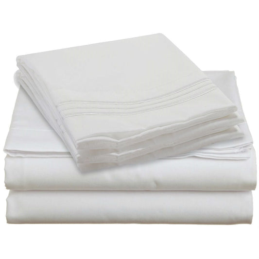 Juego de sábanas King de microfibra sedosa de 4 piezas en blanco
