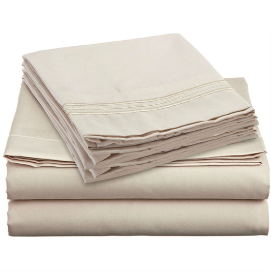 Juego de sábanas King de 4 piezas de microfibra cepillada color crema beige
