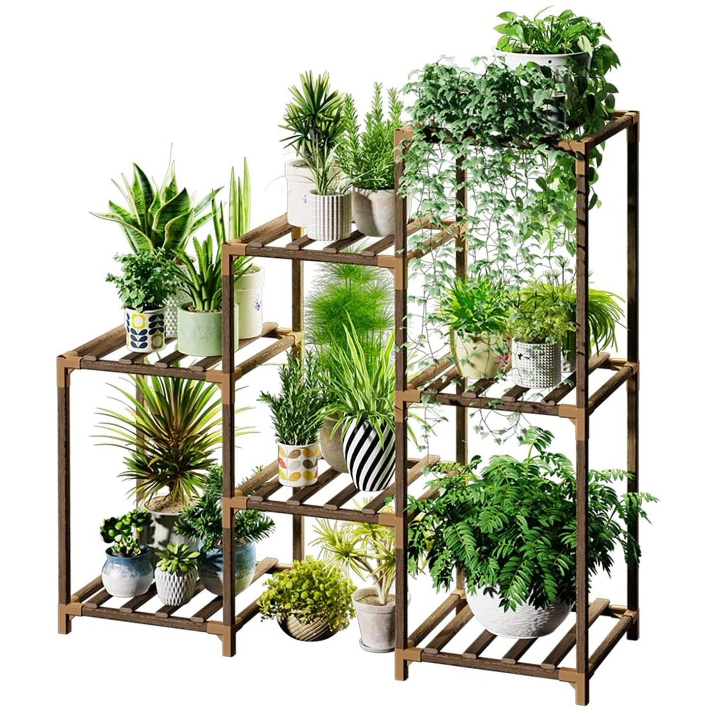 Estantería de madera para plantas de 3 niveles para interior o exterior