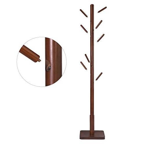 Perchero de estilo moderno de mediados de siglo de altura regulable con acabado de madera de nogal