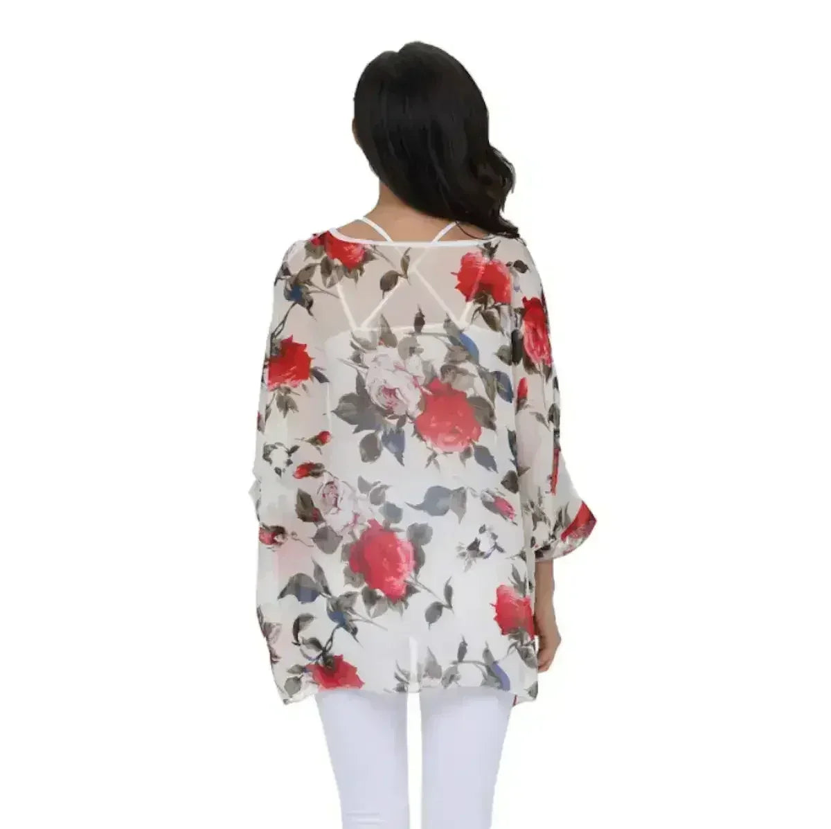 Rose Floral Chiffon Top - Boho Summer Loose Blouse | Femstylo