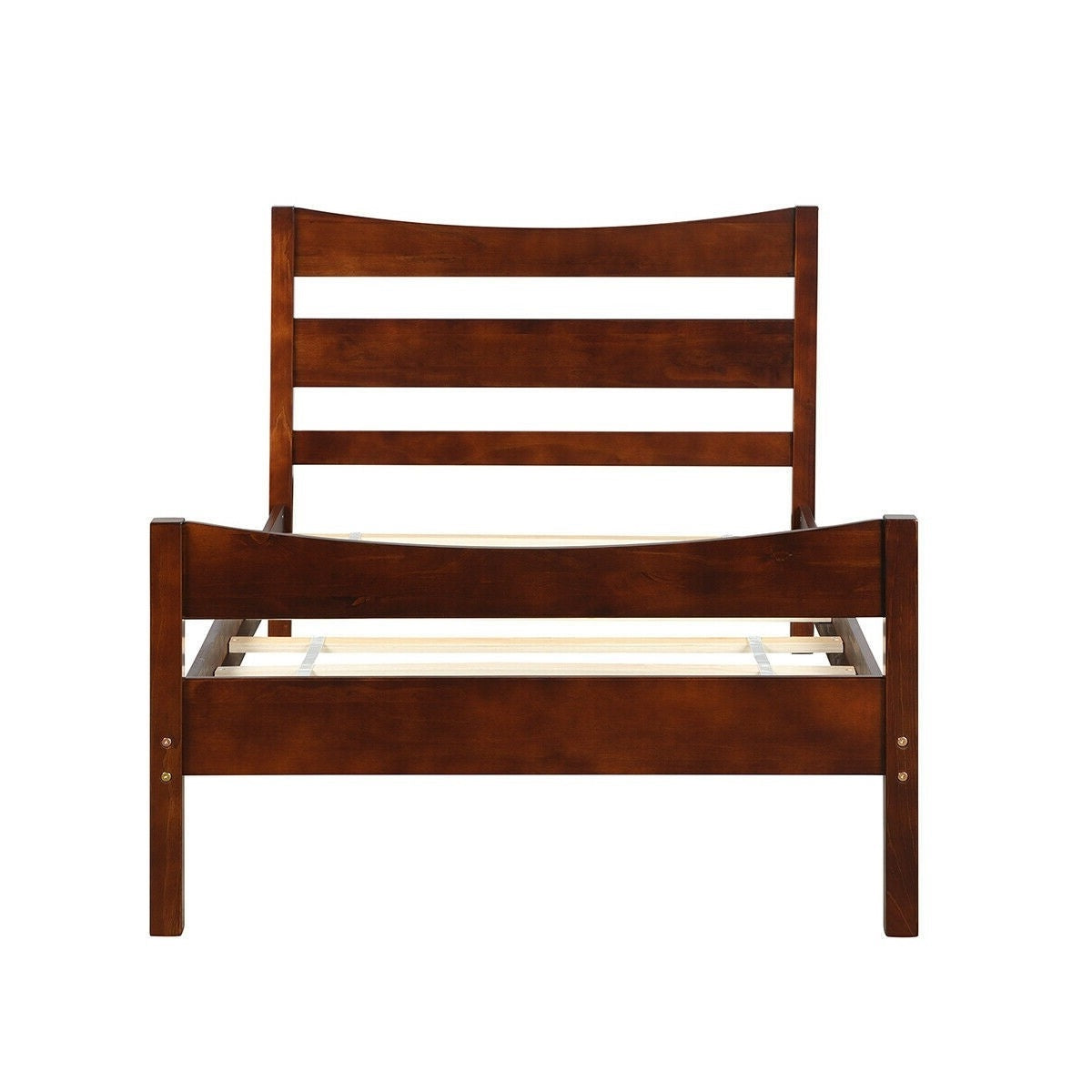 Marco de cama de plataforma individual de madera de pino estilo rústico en nogal