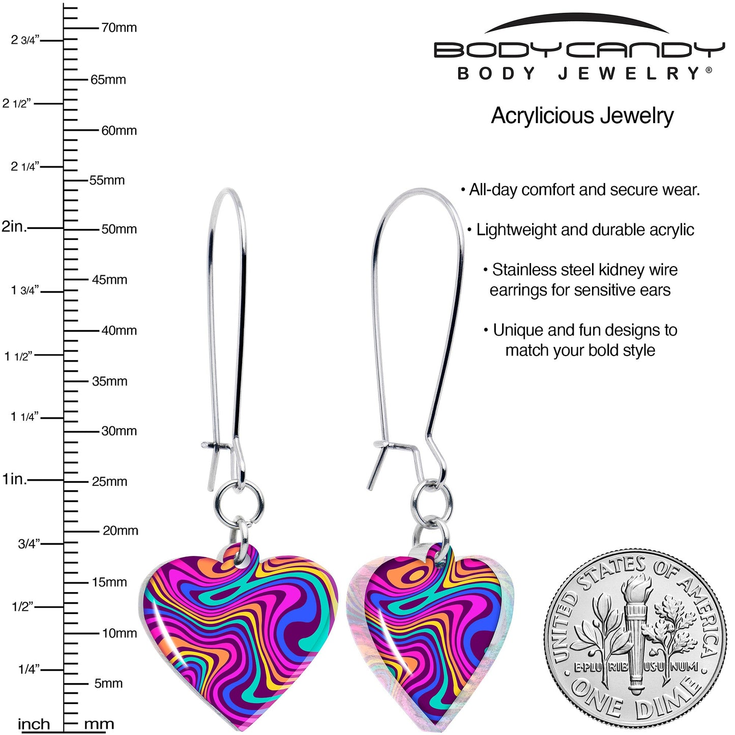 Swirling Heart Dangle Earrings by Onyx O
