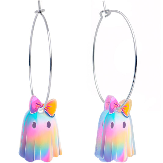 Iridescent Ghost Girl Hoop Earrings by Onyx O