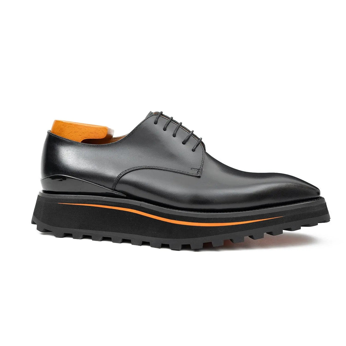 Black Plain-Toe Cow Leather Derby Shoes