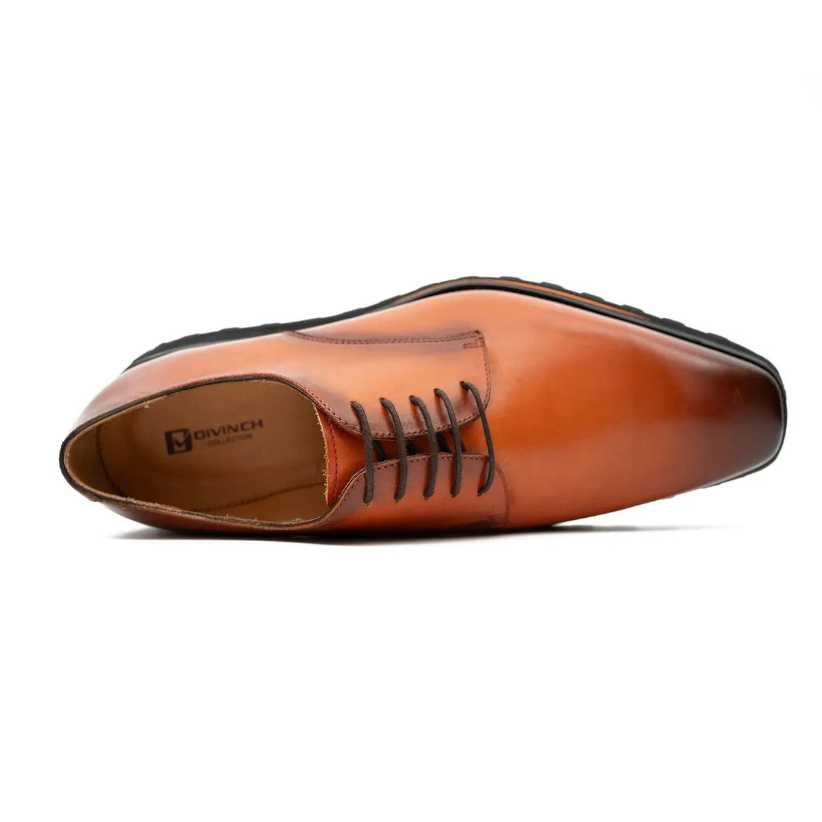 Orange-Brown Plain-Toe Cow Leather Derby Shoes