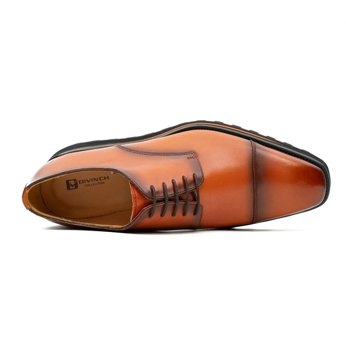 Orange-Brown Cap-Toe Cow Leather Derby Shoes