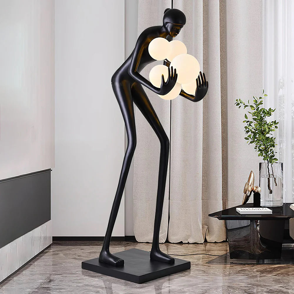 Lámpara de pie decorativa con estatua Calíope