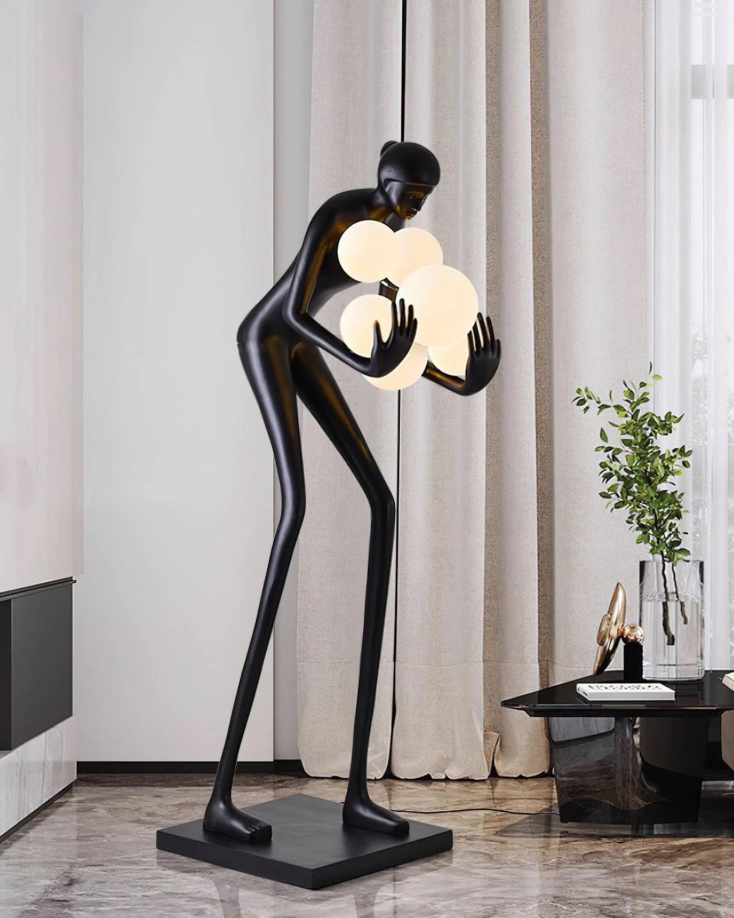 Lámpara de pie decorativa con estatua Calíope
