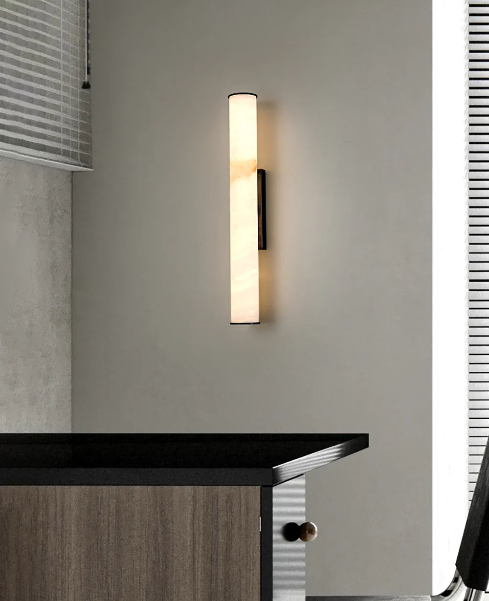 Aplique de pared cilíndrico Calisto Alabaster