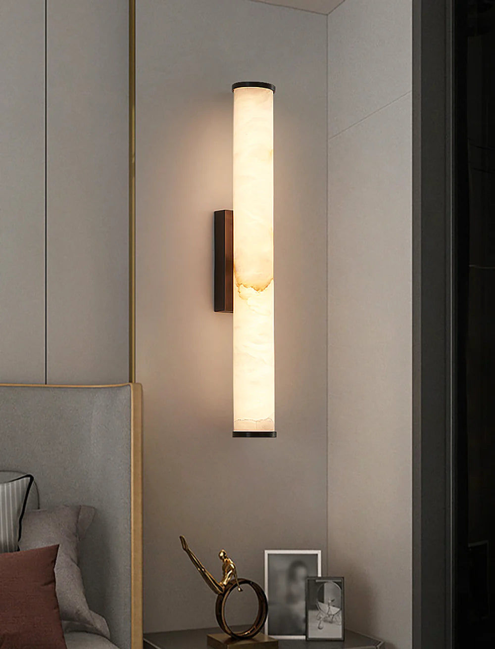 Aplique de pared cilíndrico Calisto Alabaster