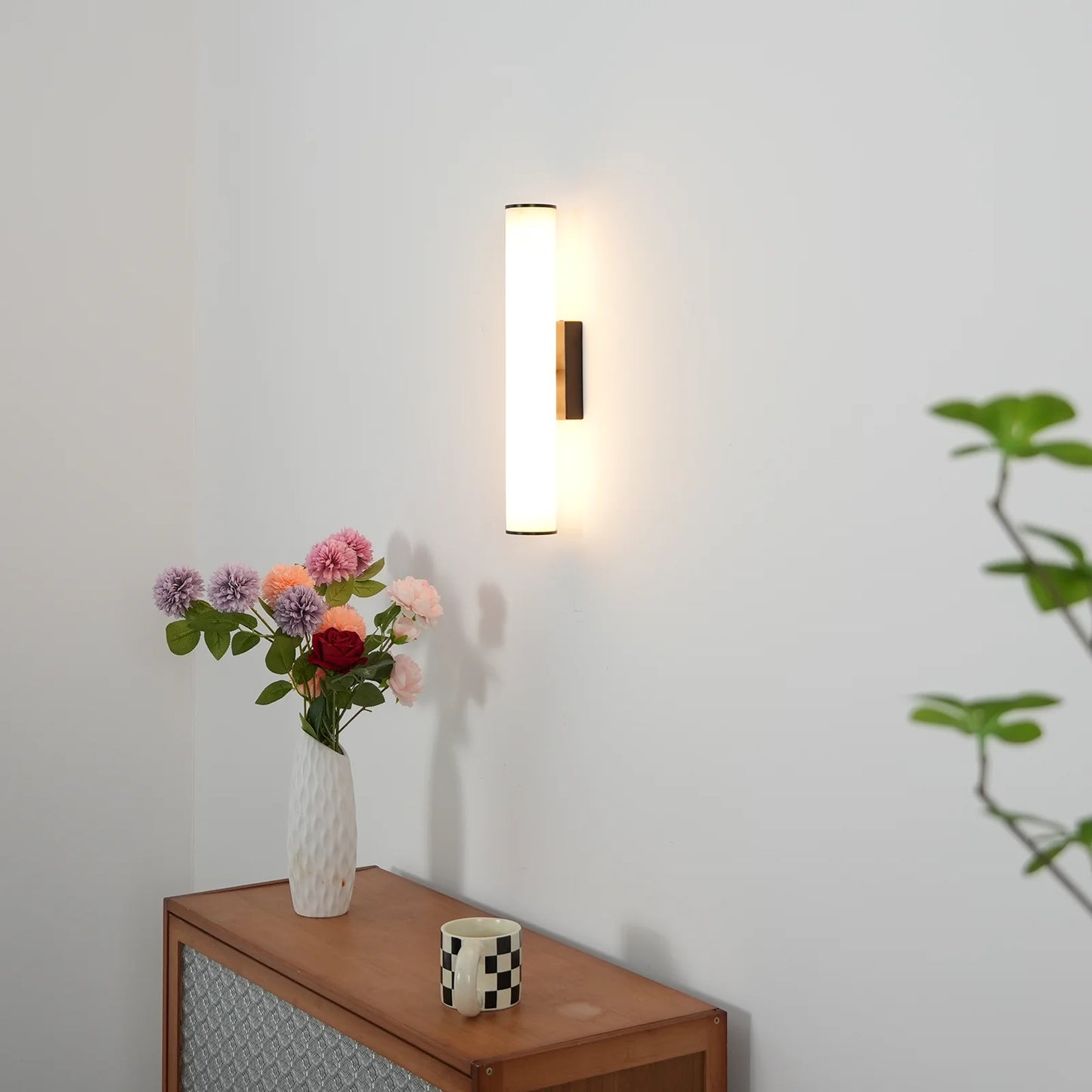 Aplique de pared cilíndrico Calisto Alabaster