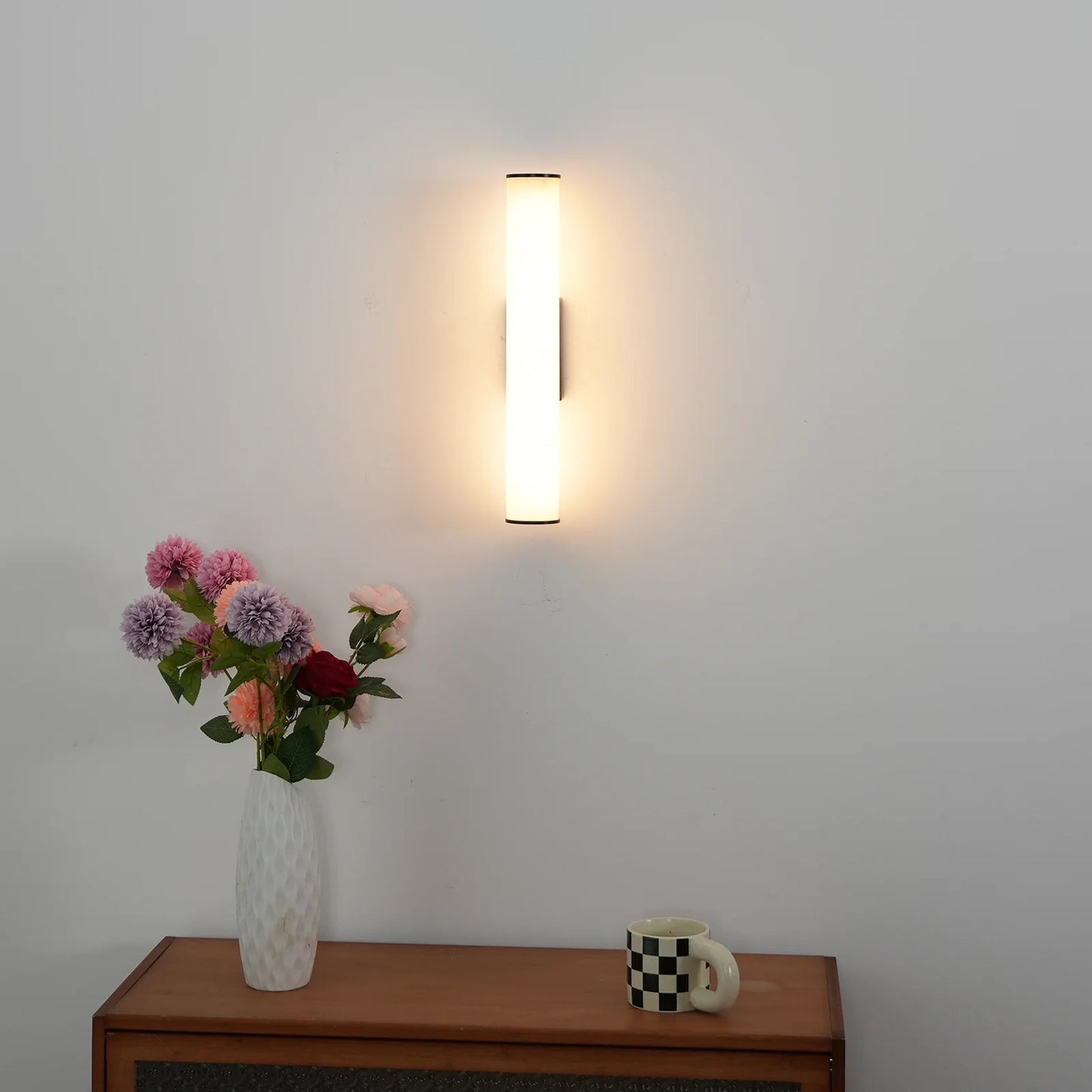 Aplique de pared cilíndrico Calisto Alabaster