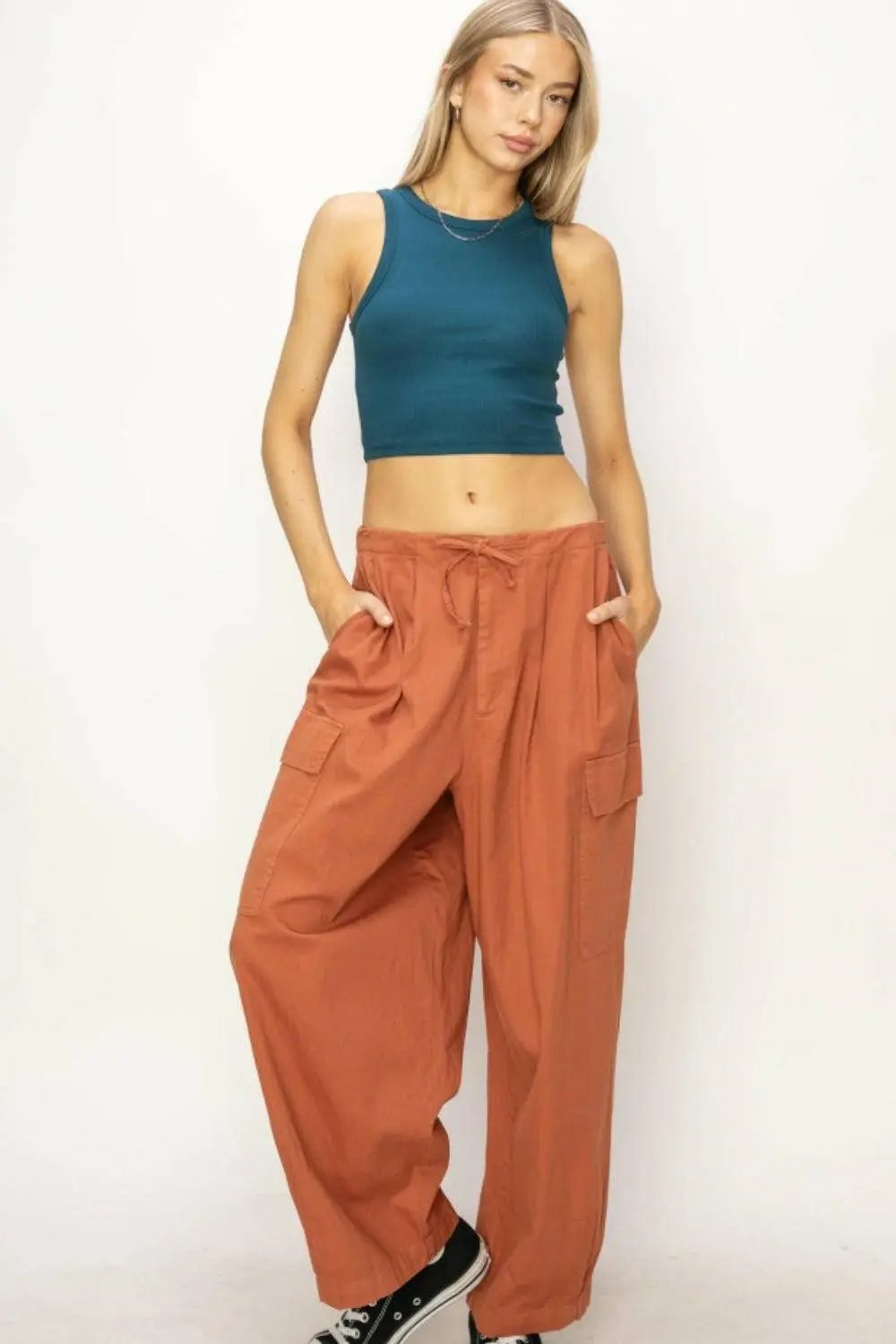 Trendsi Cargo Pants Wide Leg Drawstring Women's Chic