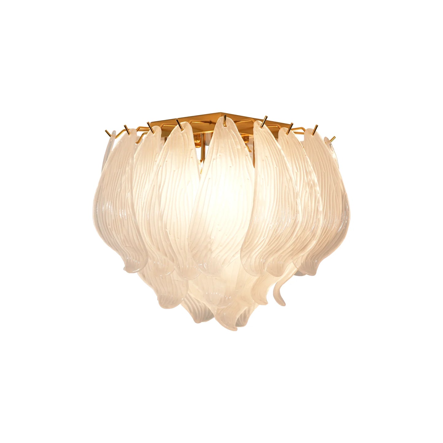 Lámpara de Techo Murano Hojas de Cristal Tallado