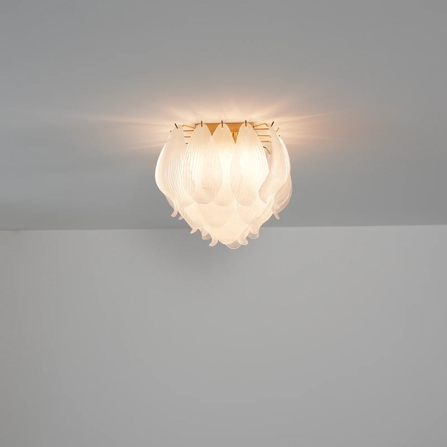 Lámpara de Techo Murano Hojas de Cristal Tallado
