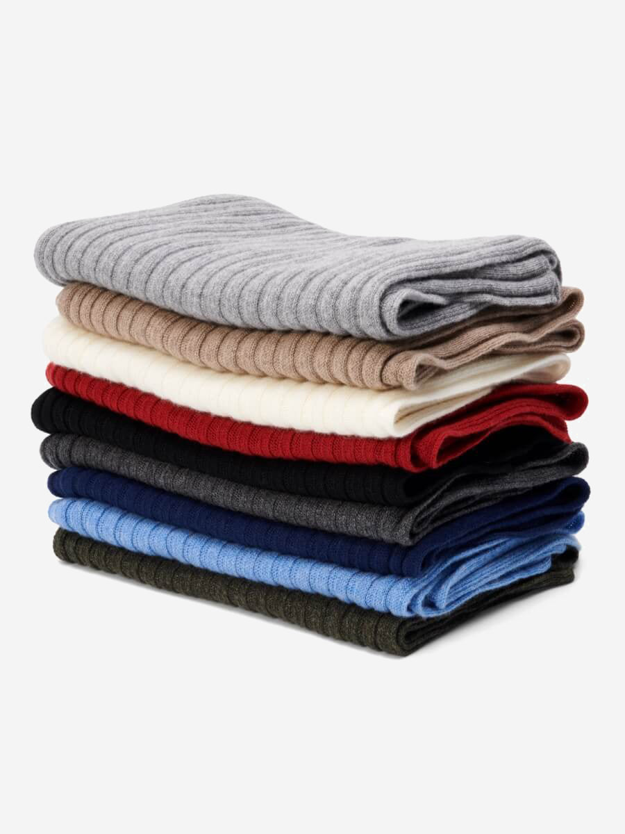 Napoli (black) - Italian 100% cashmere ribbed scarf (unisex)