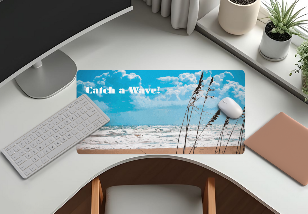Catch a Wave on Rough Seas Mousepad Desk Mat - available in 2 sizes