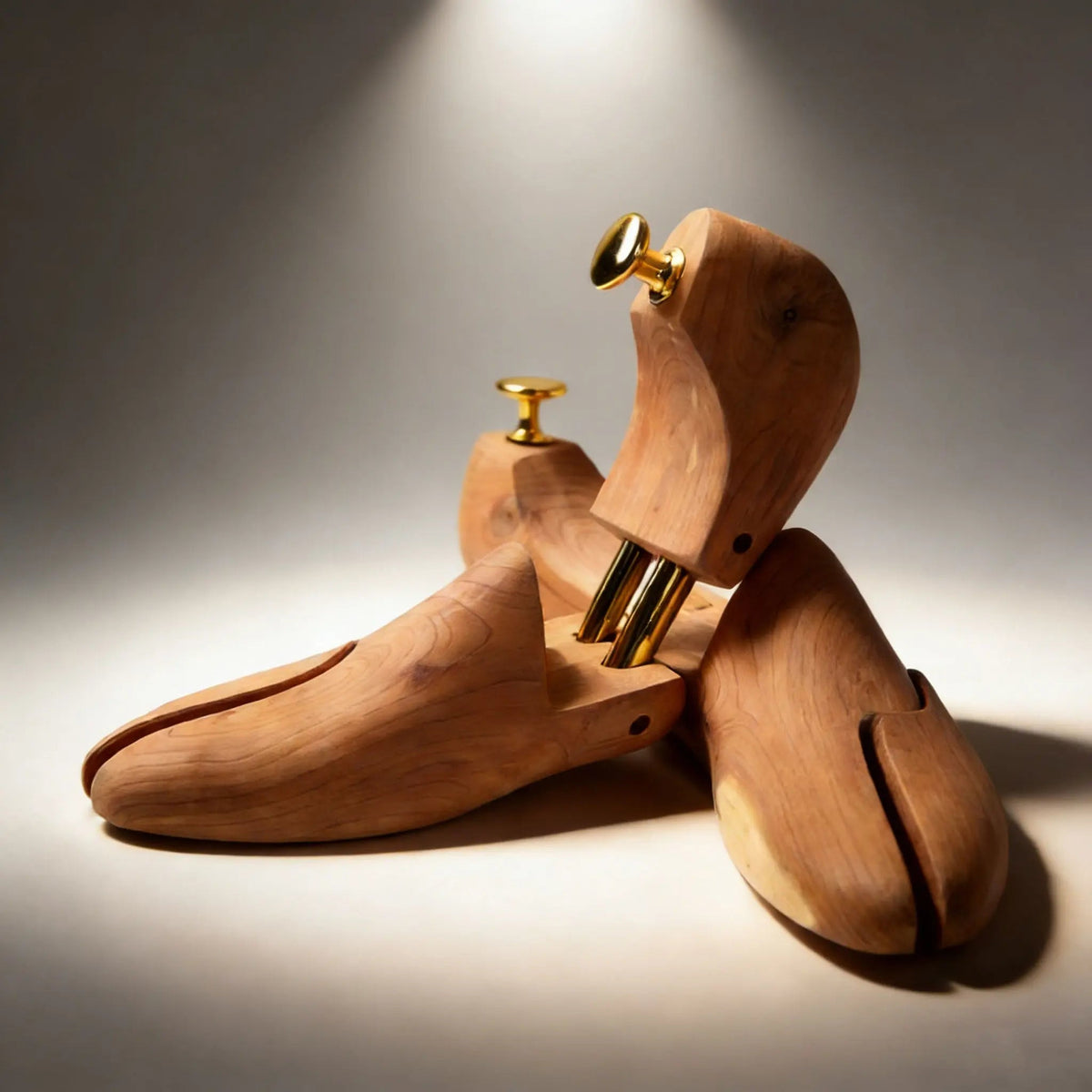 Light Tan Split-Toe Shoe Tree with Gold-Tone Hardware