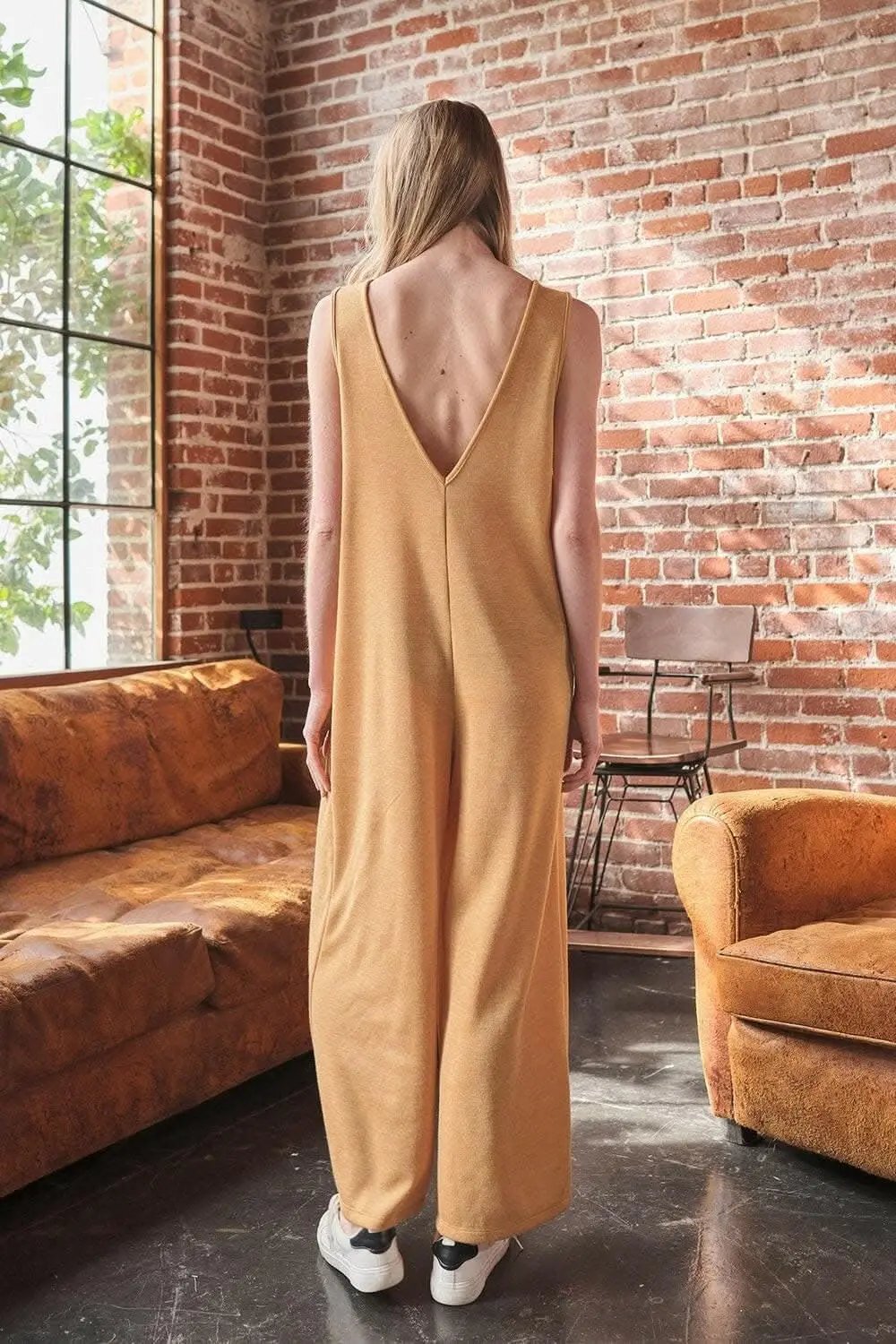 Pants Trendsi Ces Femme V-Neck Sleeveless Wide Leg Jumpsuit