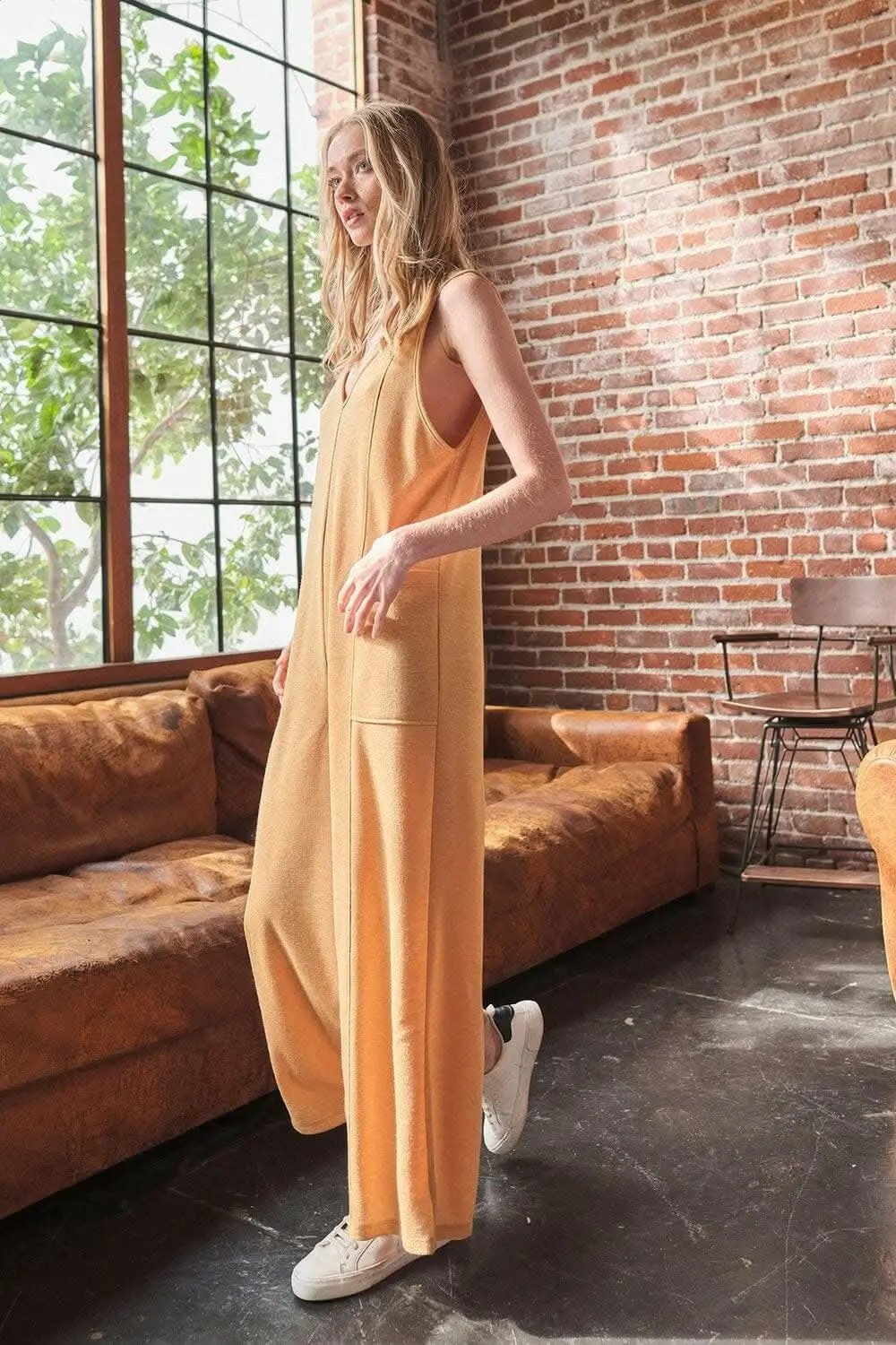 Pants Trendsi Ces Femme V-Neck Sleeveless Wide Leg Jumpsuit