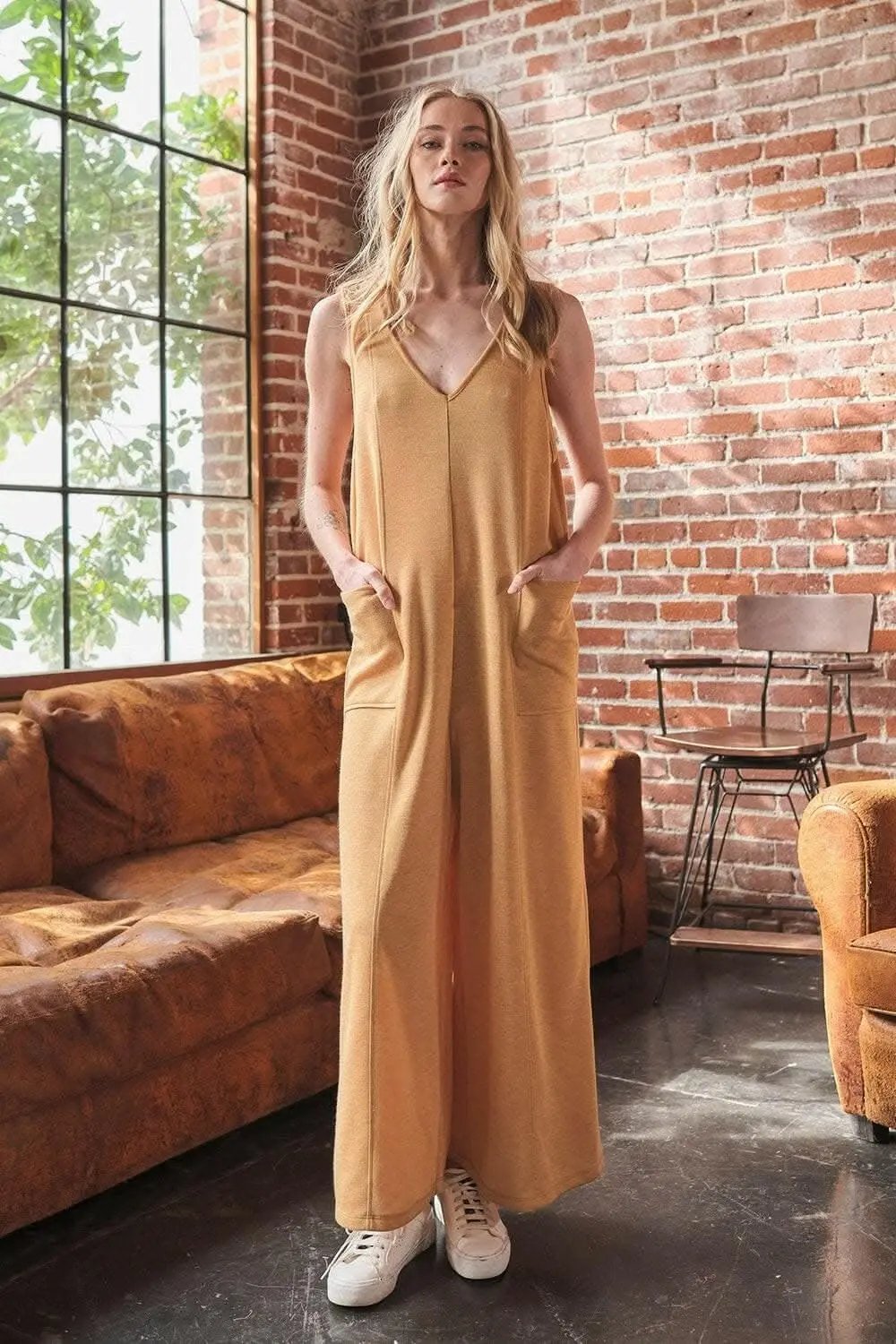 Pants Trendsi Ces Femme V-Neck Sleeveless Wide Leg Jumpsuit