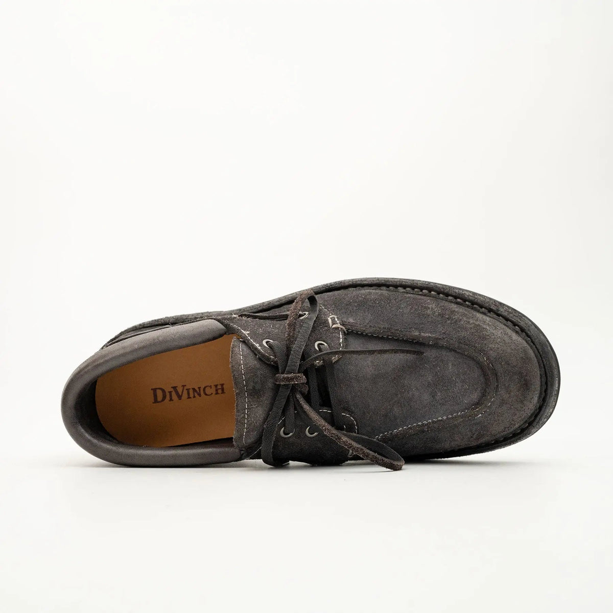 Charcoal Gray Horse Butt Leather Moc-Toe Lace-Up Shoes