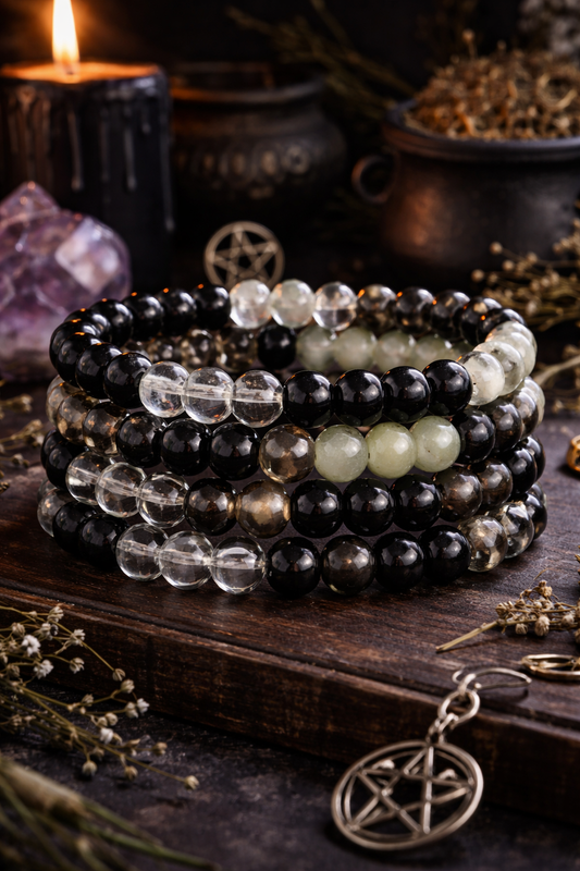 Midnight Path Spell Bracelet – Witchy Intention Bead Bracelet (8mm, Medium Wrist)