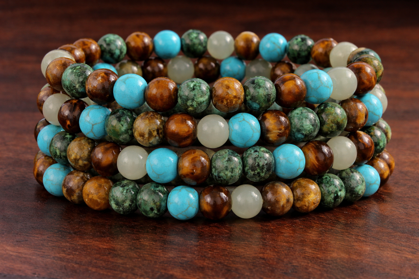 Pulsera para aliviar la ansiedad y equilibrar – Piedras naturales multicolor para la calma, la claridad y la comunicación