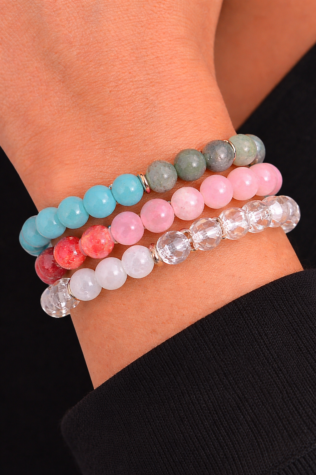 Pulsera Nuevos Comienzos – Colección Intención 2026 (Azul, Rosa o Transparente Craquelado)