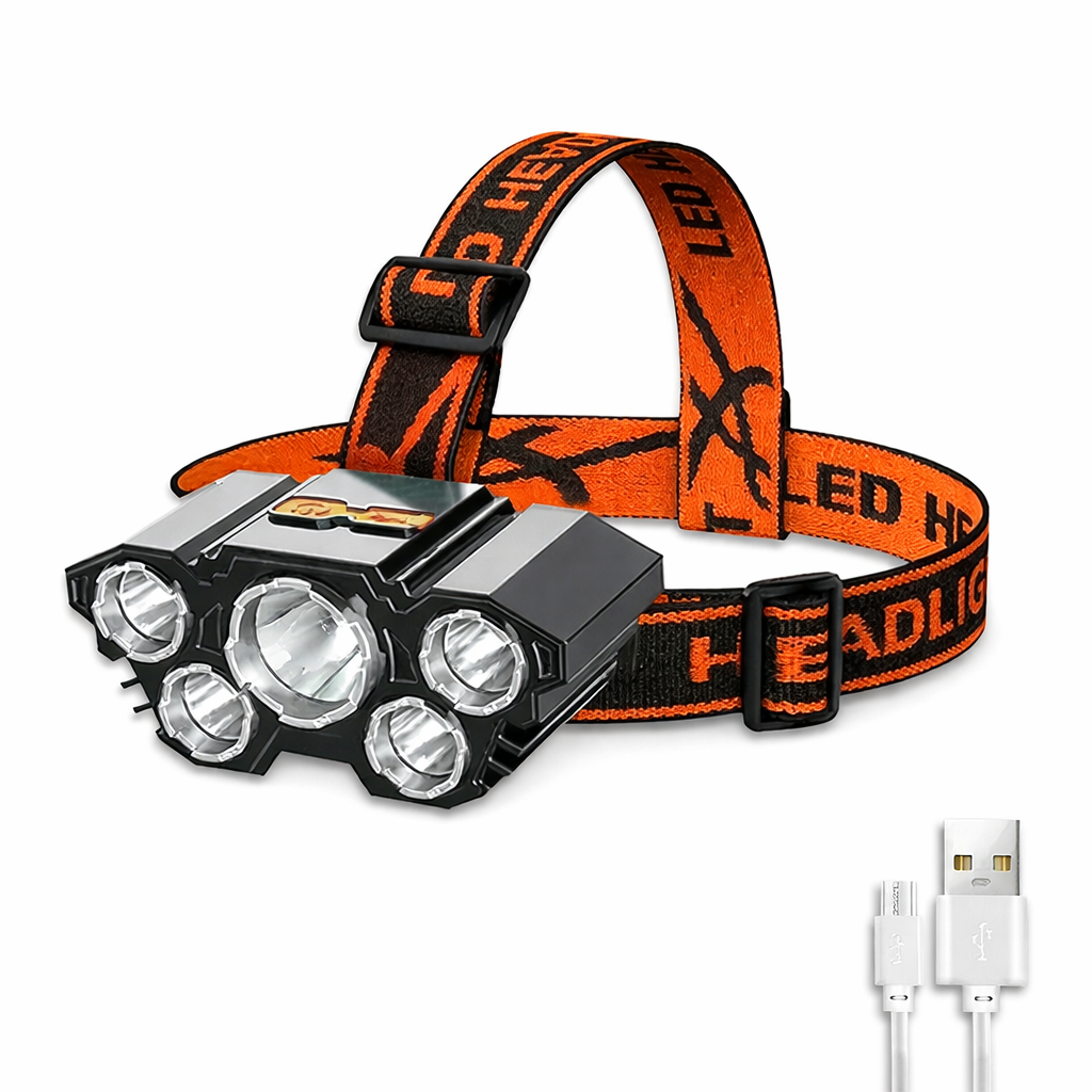 Linterna frontal recargable de 8 LED, potente faro para camping, pesca y senderismo