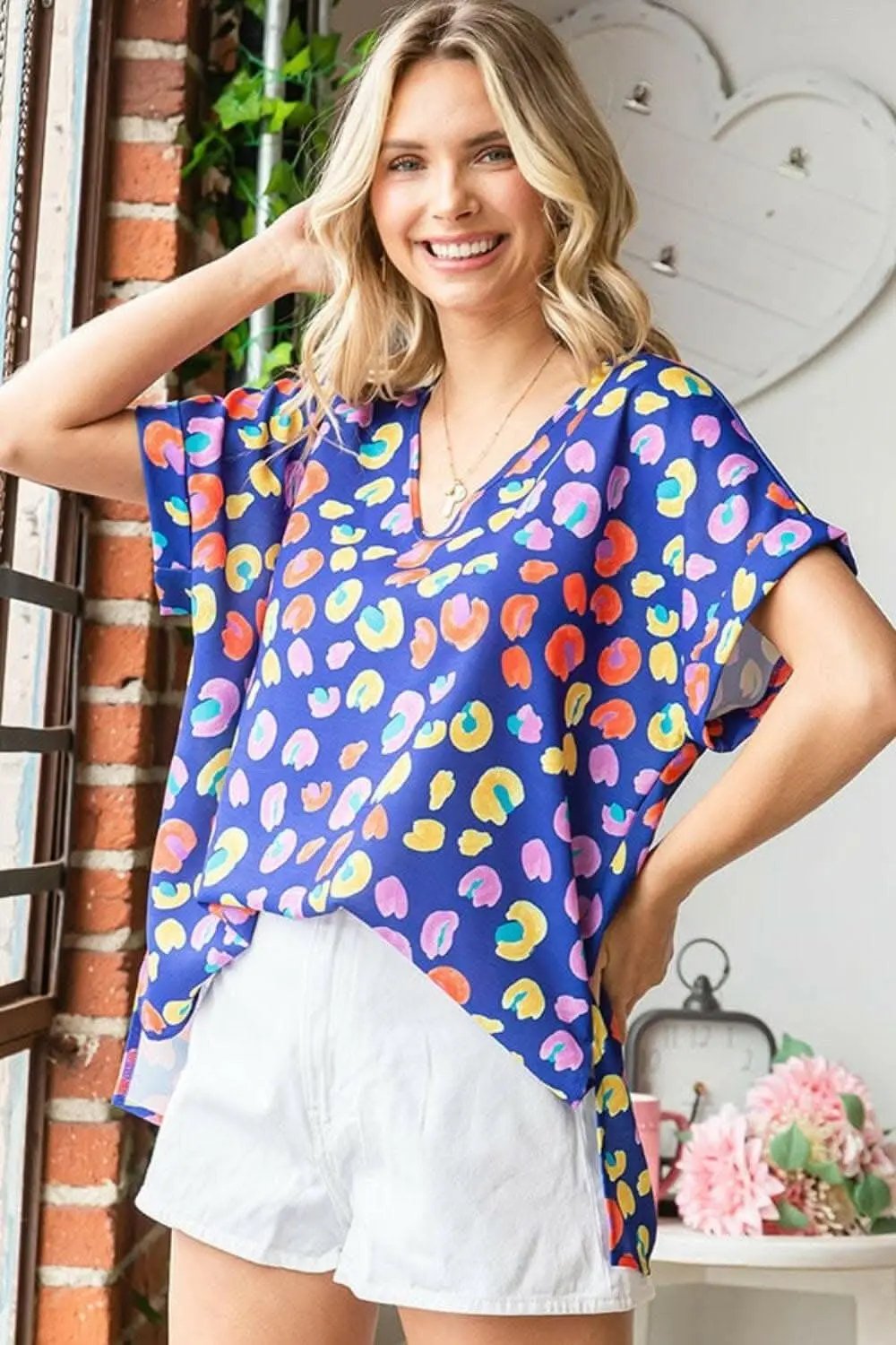 Accessories Trendsi Top casual para mujer con estampado floral y cuello en V de USA - Suave y elegante
