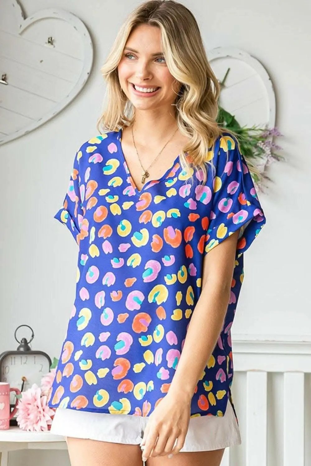 Accessories Trendsi Top casual para mujer con estampado floral y cuello en V de USA - Suave y elegante