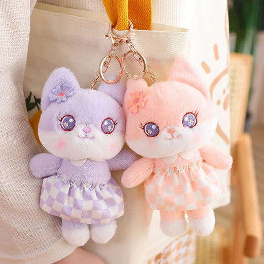 Llaveros de peluche de zorro de flor de cerezo