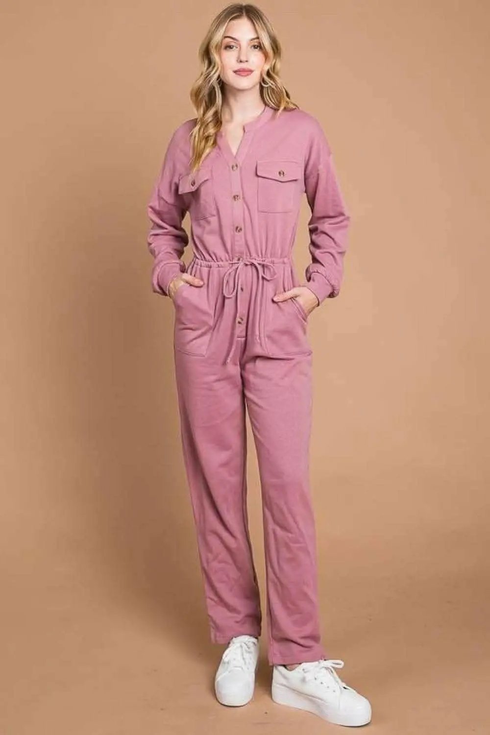 Shirts Trendsi Chic Button-Up Jumpsuit Women's TikTok Outfit Cinched Waist Elevate Style