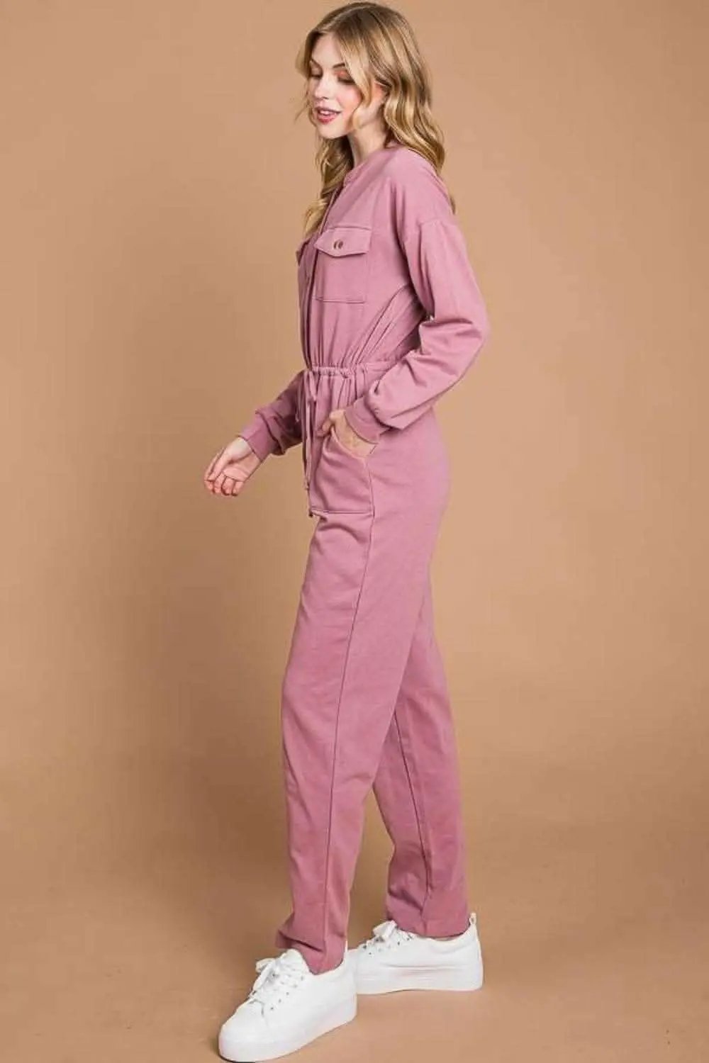 Shirts Trendsi Chic Button-Up Jumpsuit Women's TikTok Outfit Cinched Waist Elevate Style