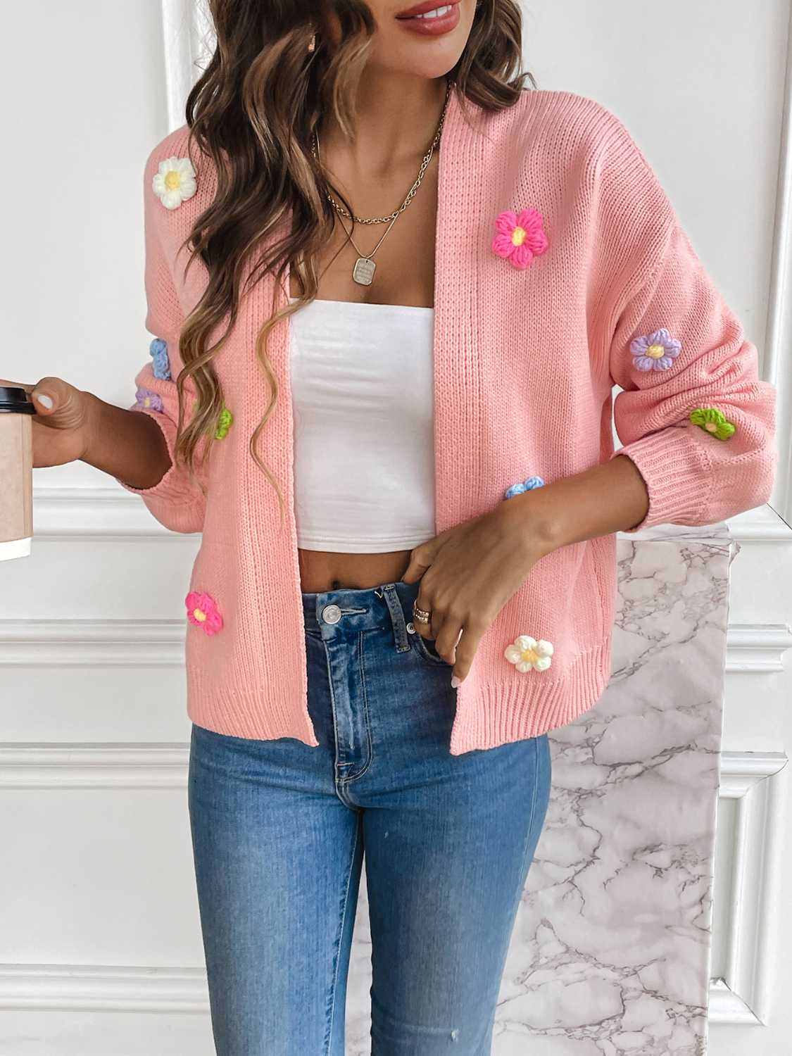 Trendsi Floral Cardigan Open Front — Lightweight Layering Piece