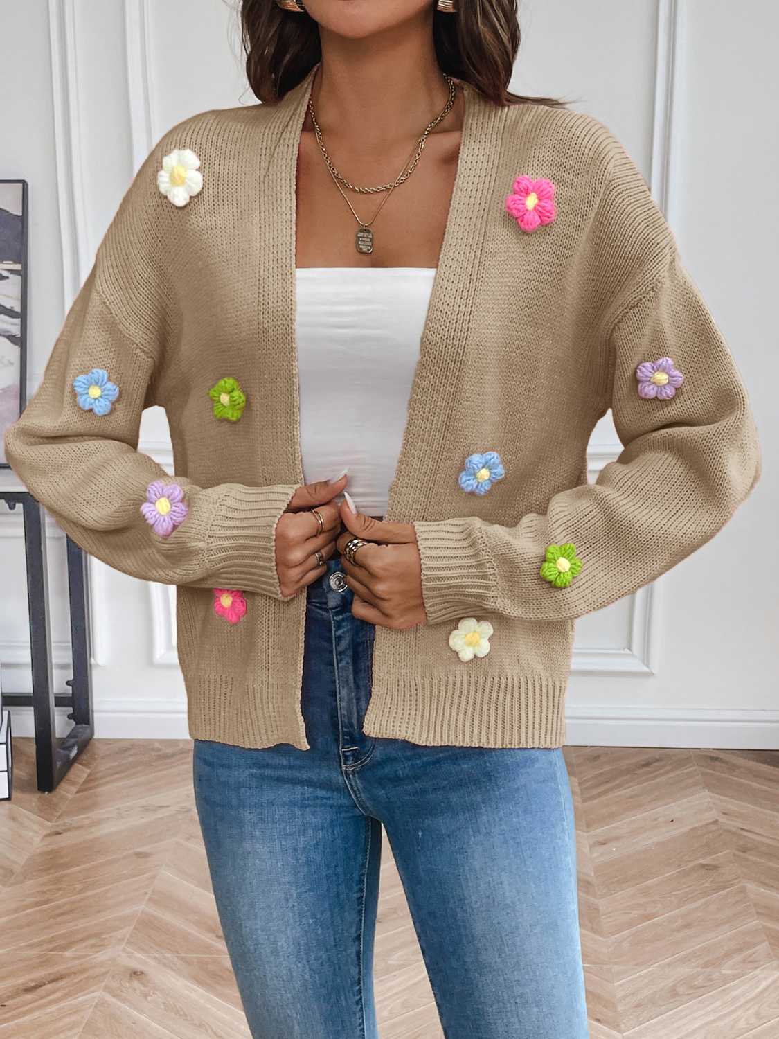 Trendsi Floral Cardigan Open Front — Lightweight Layering Piece