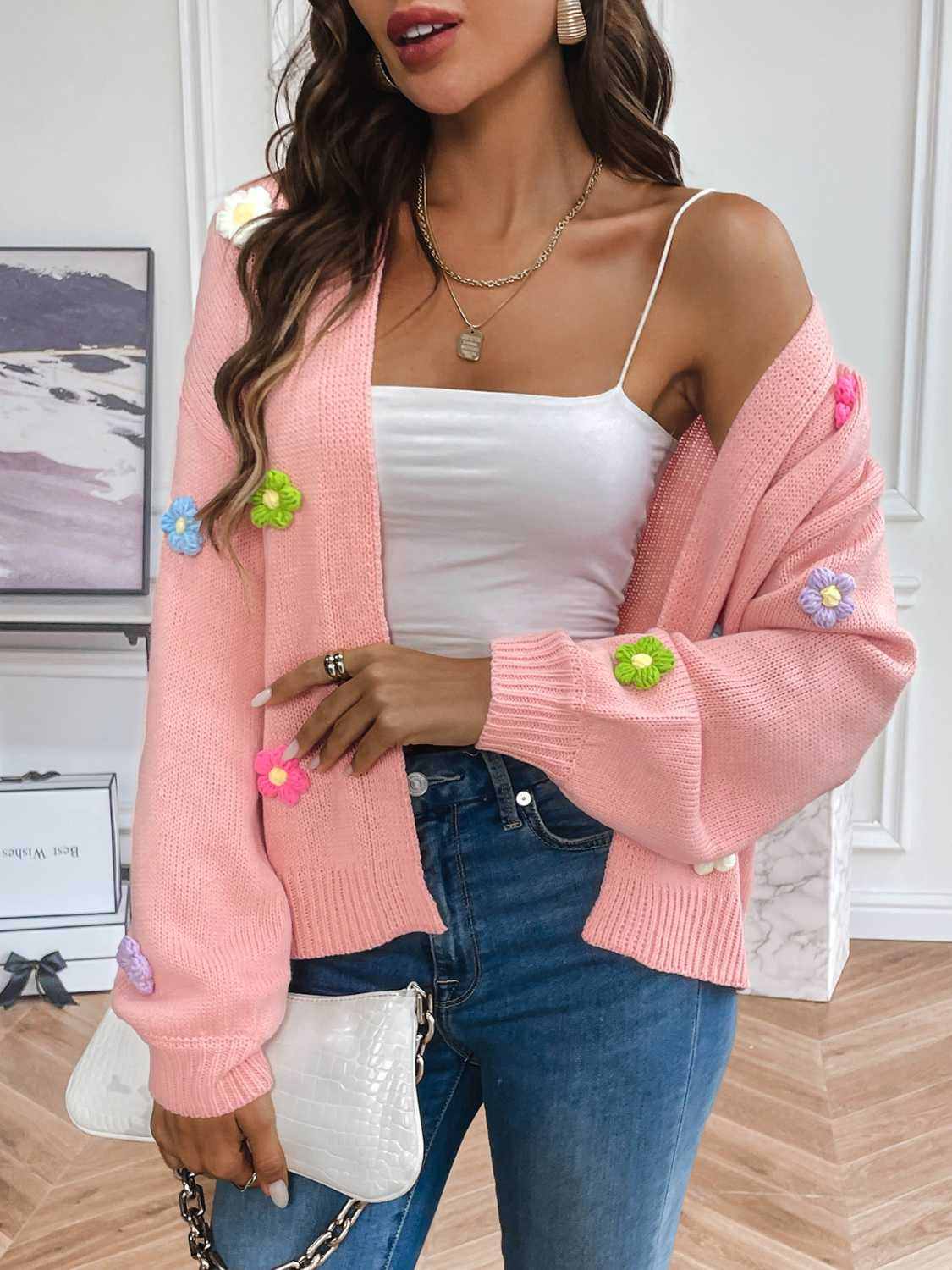 Trendsi Floral Cardigan Open Front — Lightweight Layering Piece