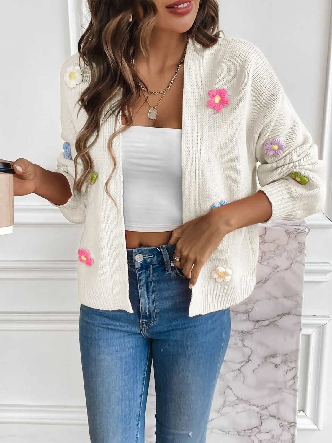 Trendsi Floral Cardigan Open Front — Lightweight Layering Piece