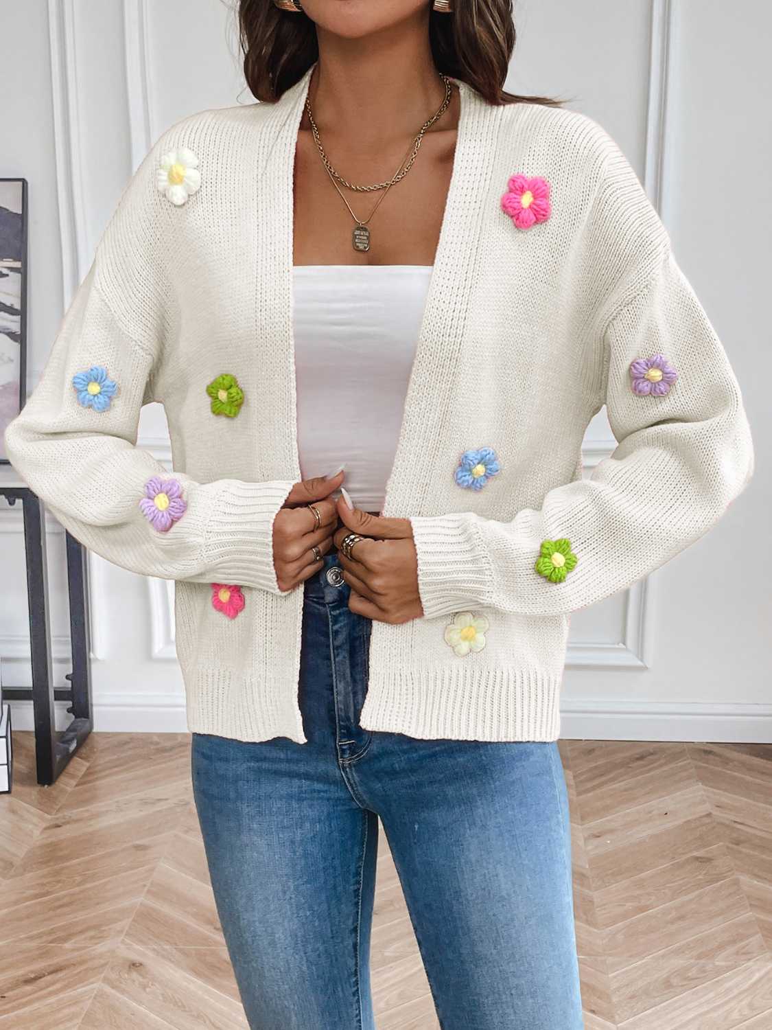 Trendsi Floral Cardigan Open Front — Lightweight Layering Piece