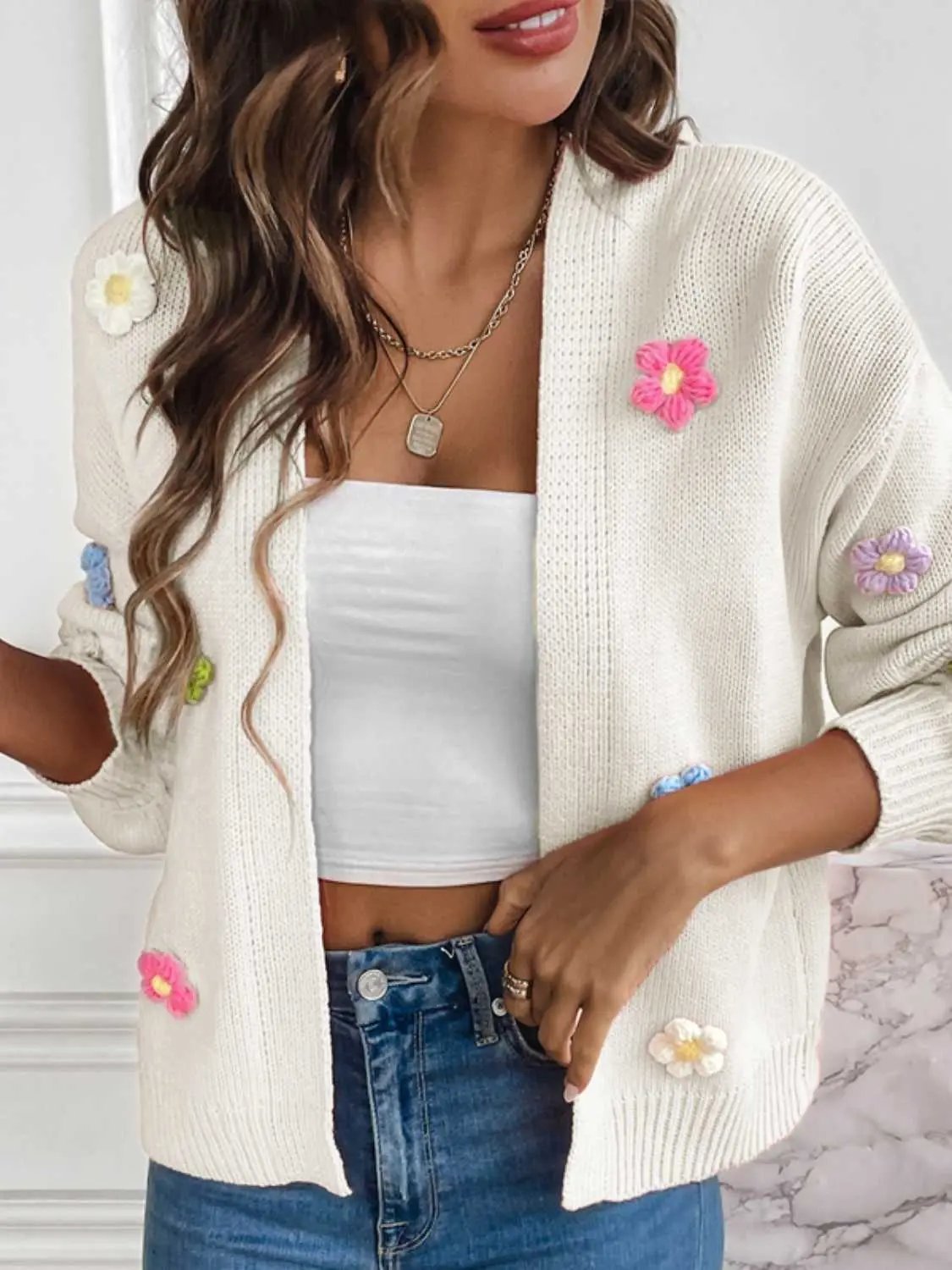 Trendsi Floral Cardigan Open Front — Lightweight Layering Piece