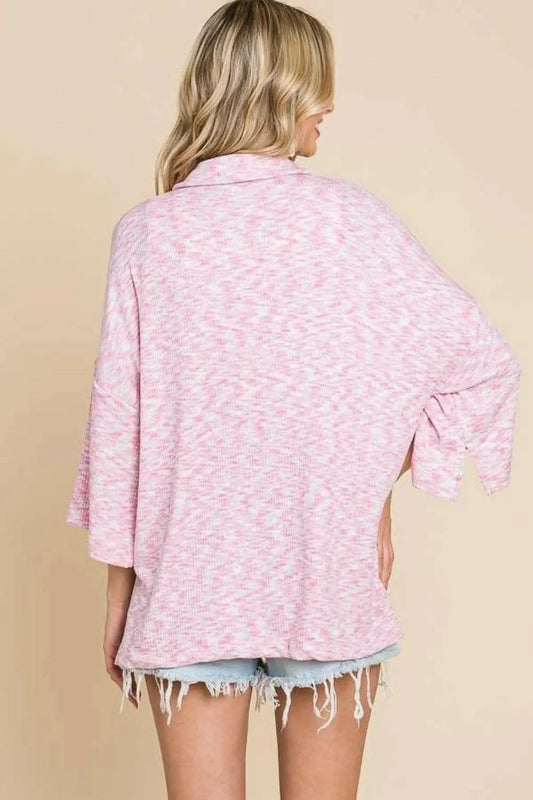 Pants Trendsi Red Slit Shirt Women's Casual Button-Up Top - Chic & Drop Shoulder