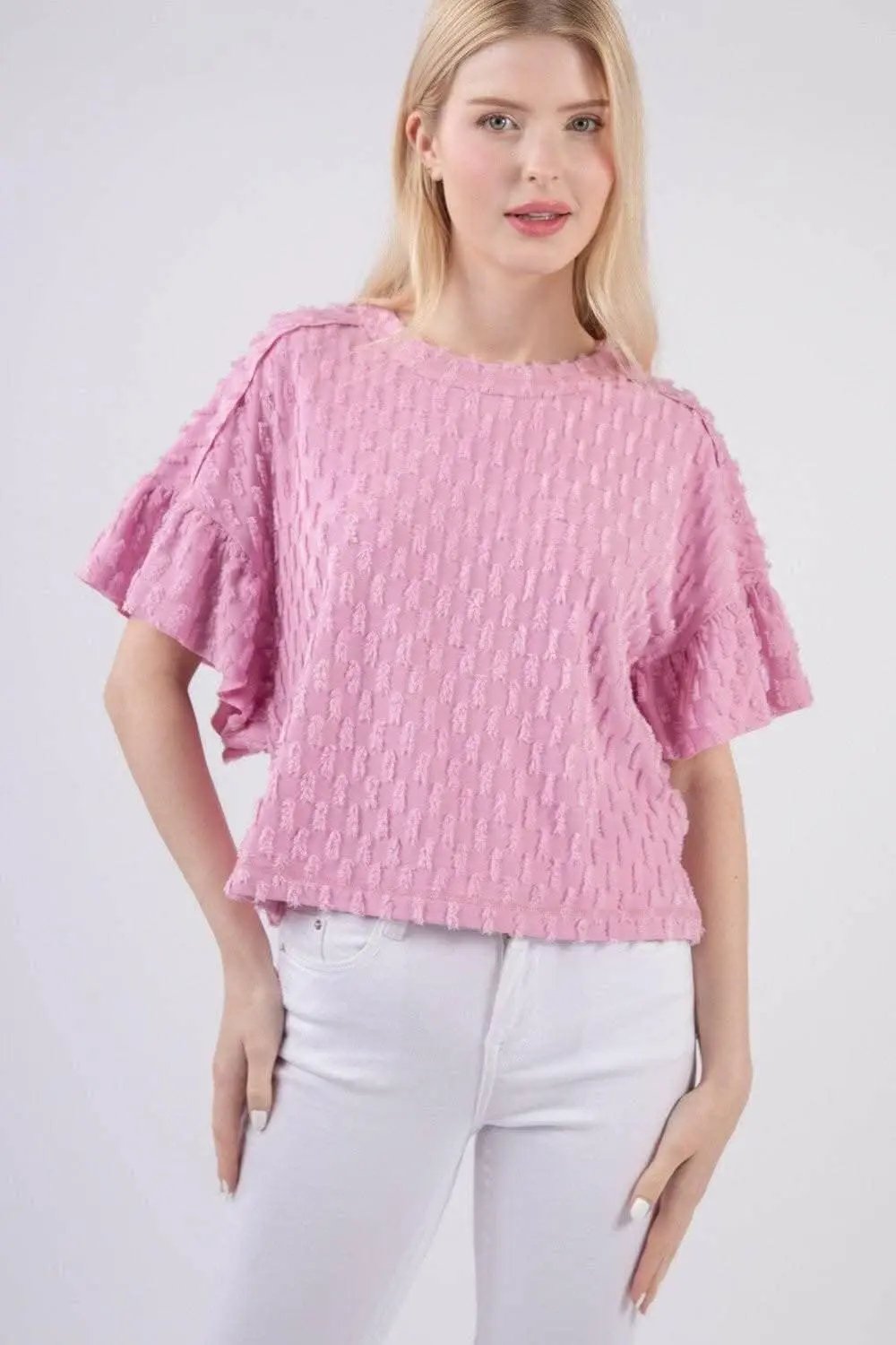 Blusa de manga con volantes texturizada Trendsi — Blusa chic para mujer