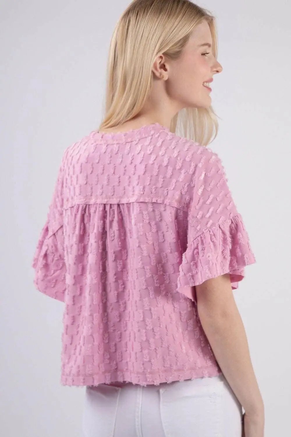 Blusa de manga con volantes texturizada Trendsi — Blusa chic para mujer