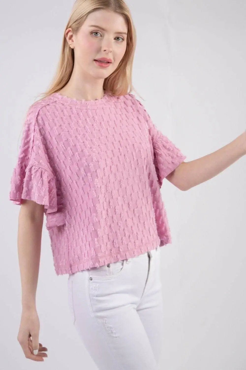 Blusa de manga con volantes texturizada Trendsi — Blusa chic para mujer